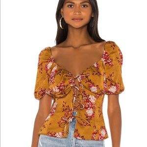 Majorelle Jaelen orange floral tie front top